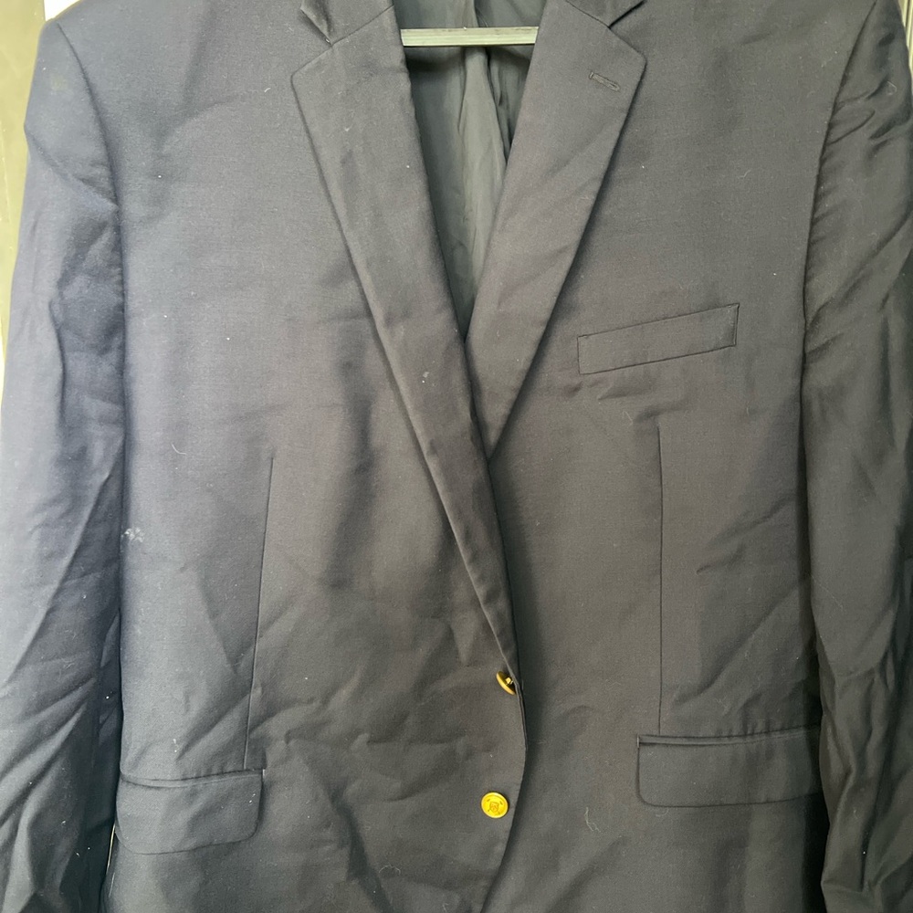 Ralph Lauren Navy Sport Coat with Notched Lapels and Gold Buttons